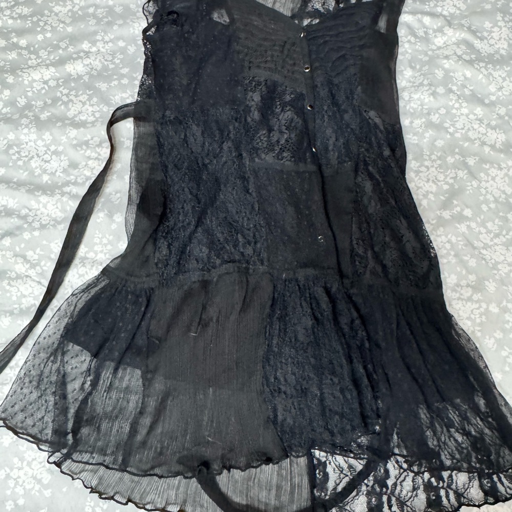 Free People Textured Black Top